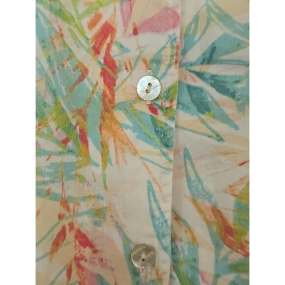 Chico's Tropical Print Short Sleeve Shirt Womens Size 0 Button Up Cotton - Picture 5 of 8